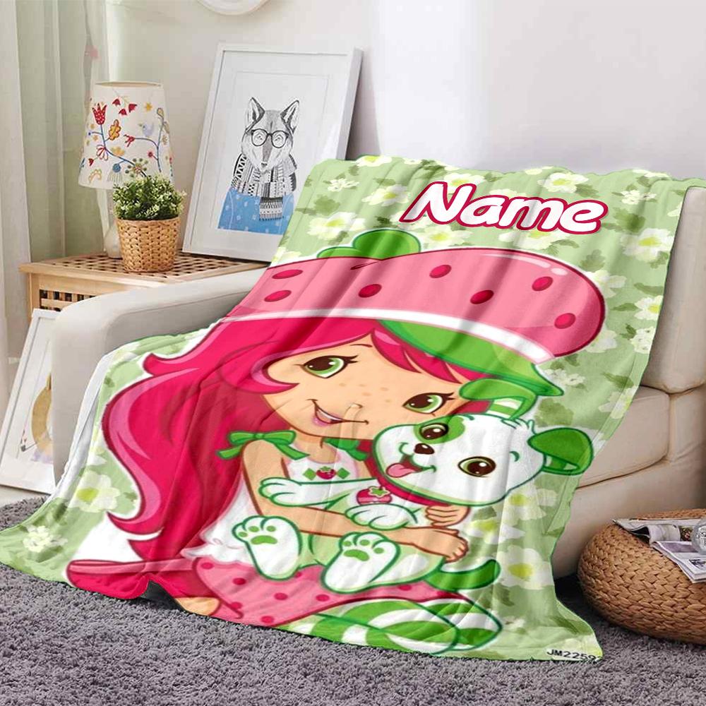 Custom Name Strawberry Princess Fantasy Party Blanket For Couch Bed Plush Cozy Fuzzy Blanket Super Soft Warm Blankets For Fall And Winter 0916256