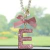 Creative Diamond Fashionable Bow Letter Car Pendant Car Rearview Mirror Decoration Exquisite English Pendant Decoration