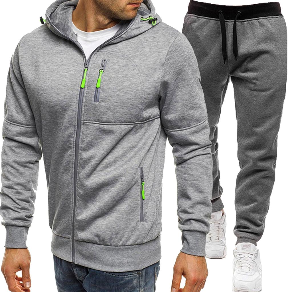 And New Sportswear Jacket Long Sleeve Pants Hooded Casual Zipper Cardigan Men's Set