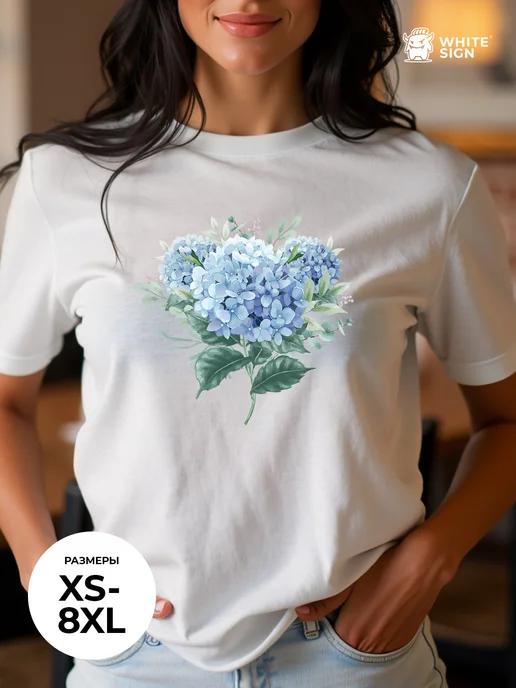 Hydrangea Oversized Cotton T-Shirt 3XL