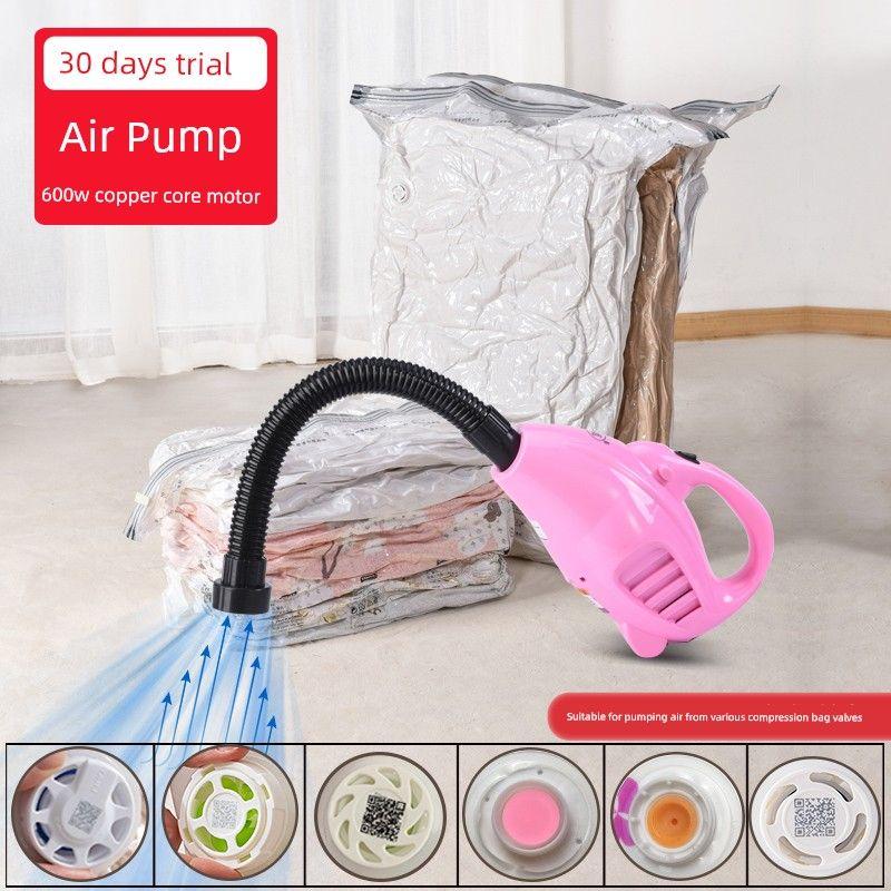 600W Compression Bag Air Extractor Vacuum Storage Bag Air Pump with Strong Suction for Clothing and Quilt Storage Bags Pink 600W Electric Pump Small size (60 * 40cm)