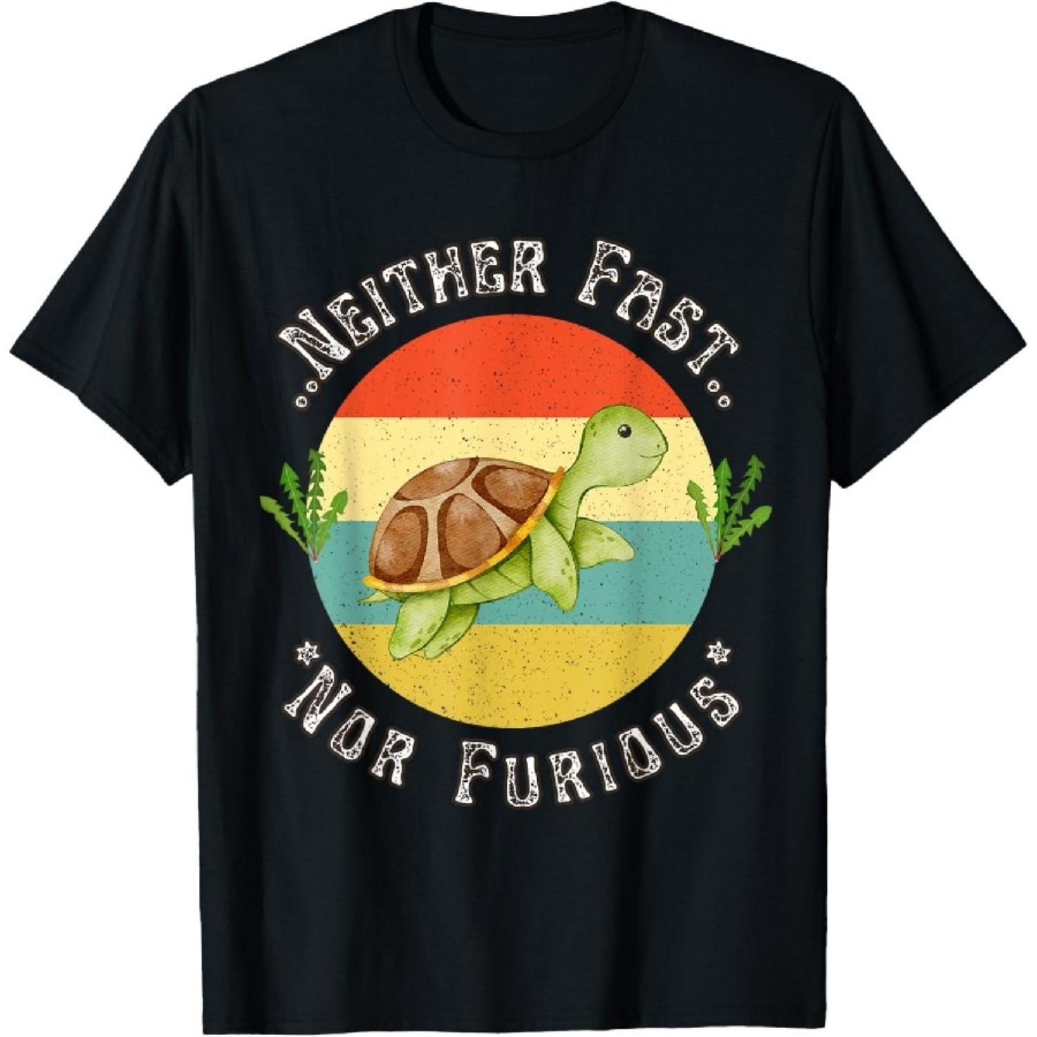 Neither Fast Nor Furious Retro Vintage Distressed Turtle T-Shirt XXXXXL чёрный