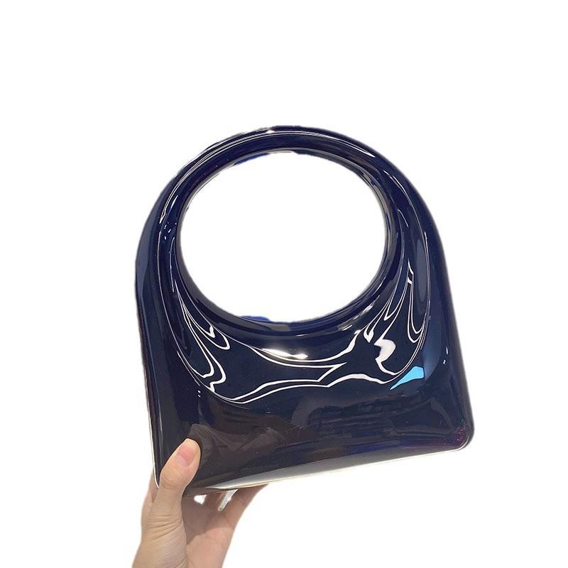 Acrylic Shiny Box Clutch Bag Minimalist Metal Look Small Square Handbag Evening Party Daily Use