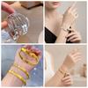 Waterproof Opening Brushed Bangle with Ripple Pattern Silver Wrist Circle Cat's Eye Bracelet  Women