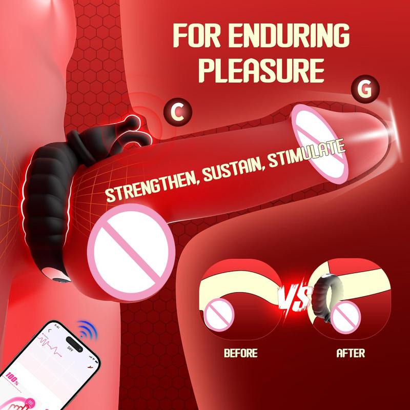 APP Bluetooth Controlled Cock Ring Vibrator Women's G-Spot Clitoral Stimulation Sex Toy Men's Penis Ring Adult Men's Couple Toy