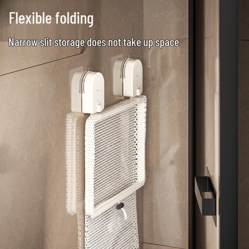 Wall-Mounted Foldable Suction Cup Laundry Basket for Bathroom or Toilet.