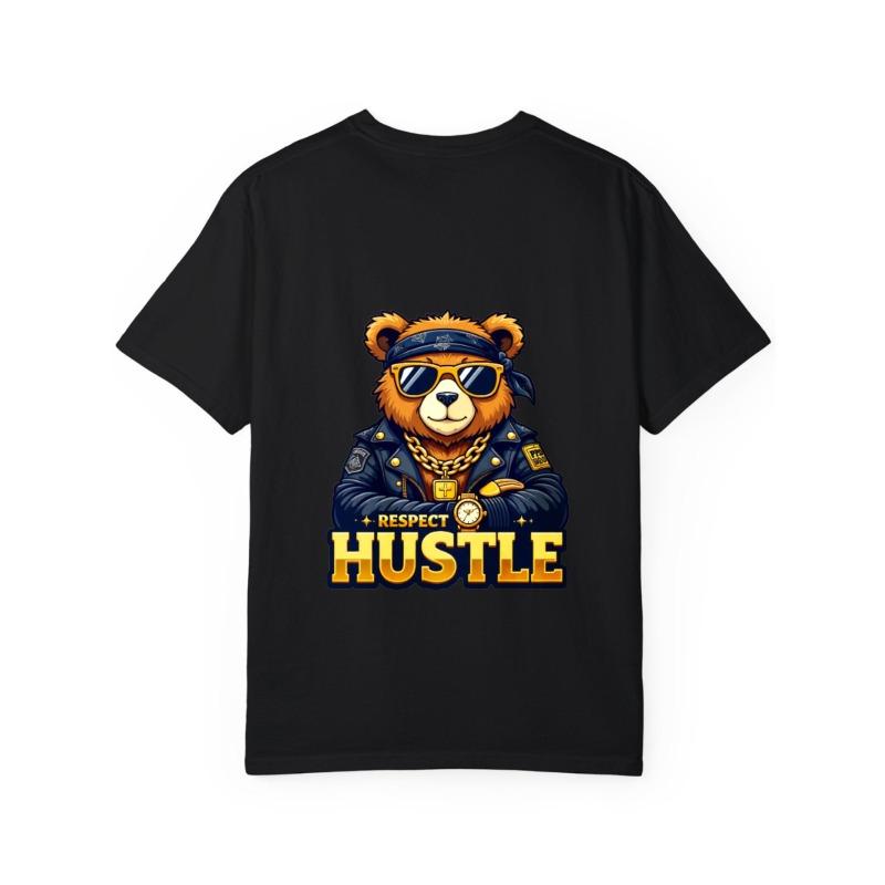 Tričko s kulatým výstřihem Bílý medvěd se slunečními brýlemi a koženou bundou Respektuj Hustle Potisk Ležérní Streetwear pro muže