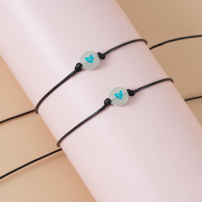 2 Stück Pinky Promise Partnerarmbänder für Damen Einfach Süß Leuchtende Herzperle Geflochtenes Armband Freundschaft Ästhetischer Schmuck Geschenk