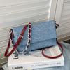 IELGY Fashionable Denim Underarm Bag High-End Chain Shoulder Messenger Bag All-Match Small Square Bag