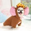 Dogs Cosplay Mouse Jumpsuit with Drawstring Hoodies Set Halloween Dogs Pullover Winter Cosplay Party Small Dogs Pullover