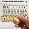 Simulation Bun Keyboard Clicker Keychain Mini Steamed Bun Stress Relief Sensory Fidget Toys for Autism ADHD Decompression Toy