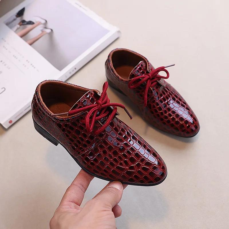 Children's Leather Shoes Pointed Toe Versatile Boys School Formal Performance Shoes Fashion Non-slip Kids Causal Uniform Flats