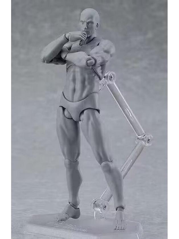 

Figma 2.0 15th Anniversary Articulated Action Figures: Male and Female, Youth Version, Gray and Orange.