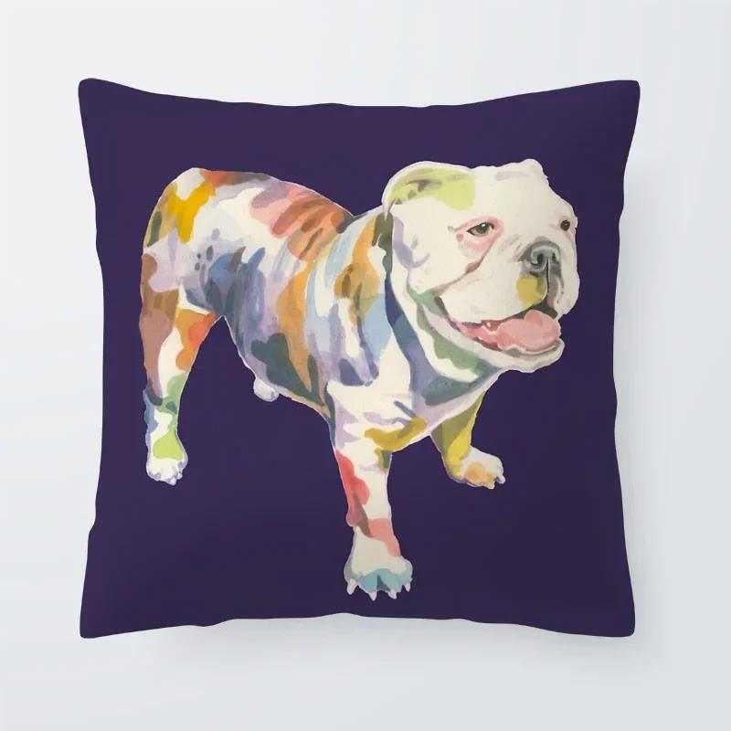 Home Decor Dog Cushion Cover Greyhound French Bulldog Pillow  Blue Gamer Chair Sofa