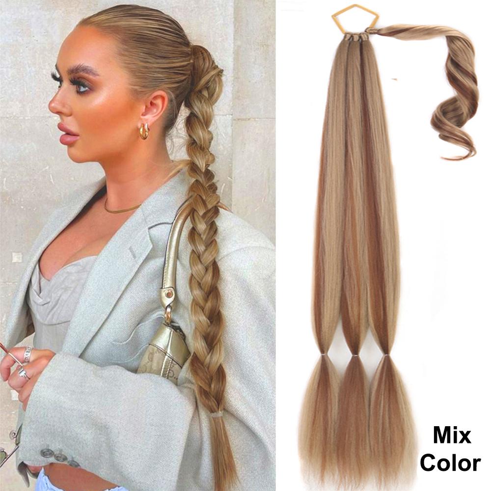 

34Inch Synthetic Braided Ponytail Extensions Black Brown Blonde Hairpiece Pony Tail With Hair Tie For Women Fake Hair Extensions 34inch-86cm