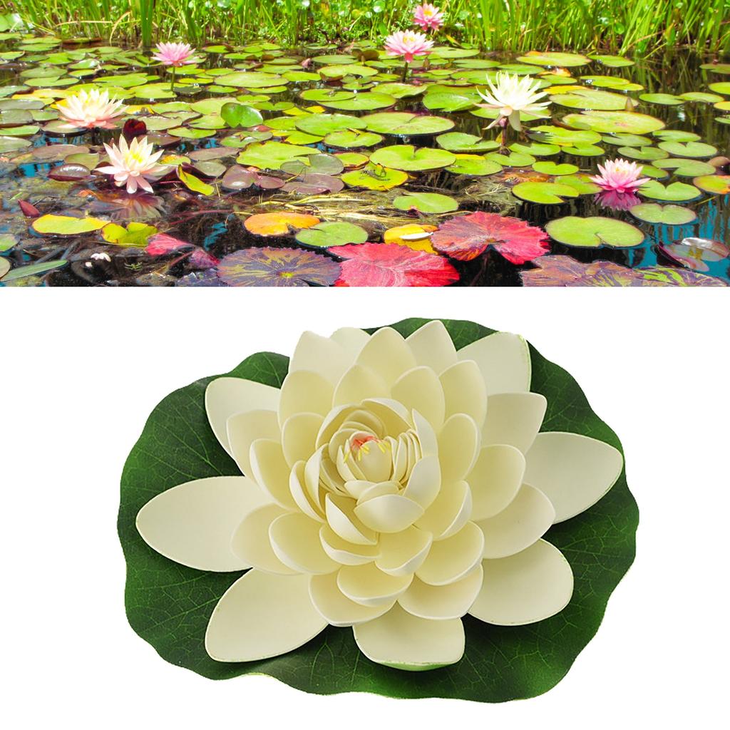 Artificial Loutus Floating Foam Fake Flower Pads Lifelike Decorative Pond Plants Ornaments for Pool Aquarium