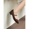 Soft leather version~ retro one-word buckle with square head soft sole 2025 spring new thick heel single shoes Mary Jane women's shoes