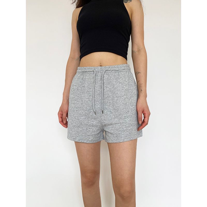 

Женские хлопковые спортивные штаны Swagal в европейском и американском стиле с высокой талией и кулиской Melange gray S