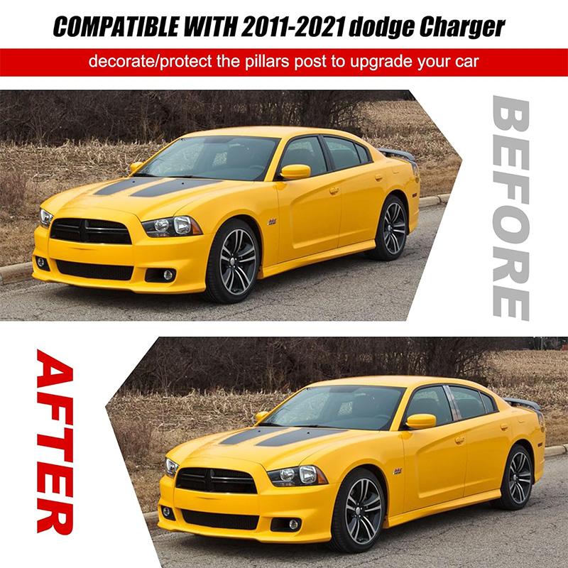 Glossy Black Window Pillar Post Trim Covers Fit For Dodge Charger 2011-2023 Exterior Car Door Column Sticker Styling Accessories