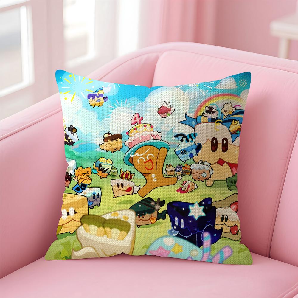 Game CCookie Run Kingdom Cushion Cover Natural Linen Pillow Case DoubleSided Print Decorative Sofa Pillowcase Home Decor Gift