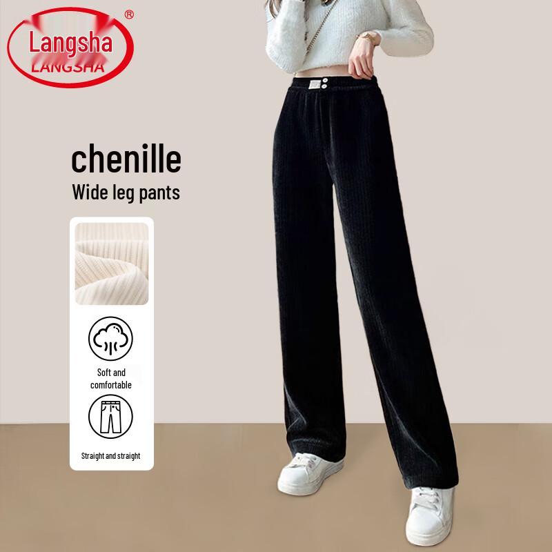 

Women s Chenille High-Waist Wide-Leg Draped Pants 2XL