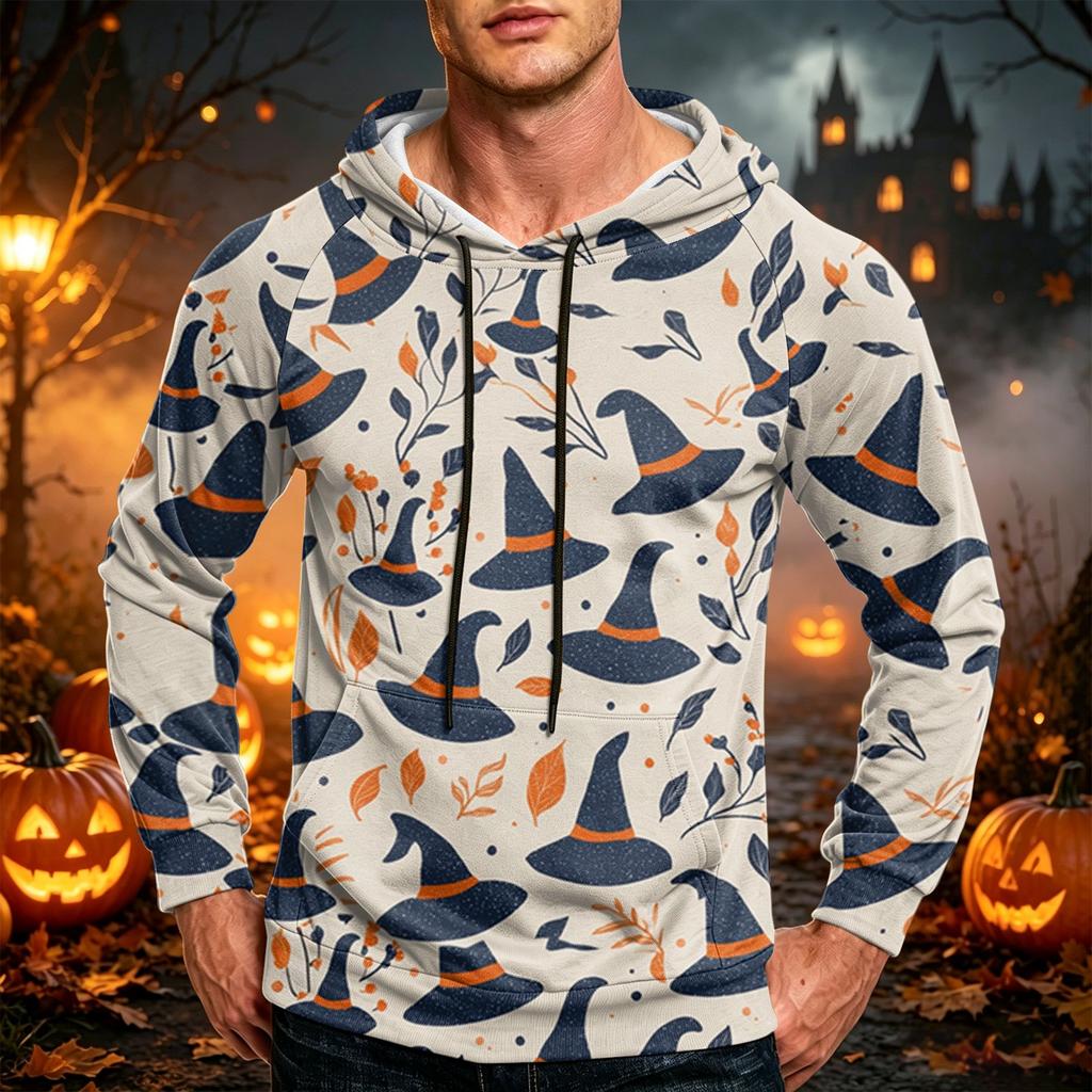 Men's Casual Loose Fit Hoodie with Kangaroo Pocket and Drawstring Printed Sweatshirt