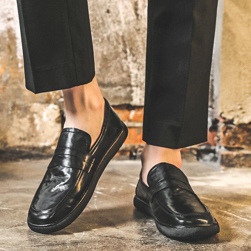 

Туфли на плоской подошве, мужские, с одной педалью, британские, маленькие, кожаные, с мягкой подошвой, черные, профессиональные рабочие туфли 7892-J 44 чёрный