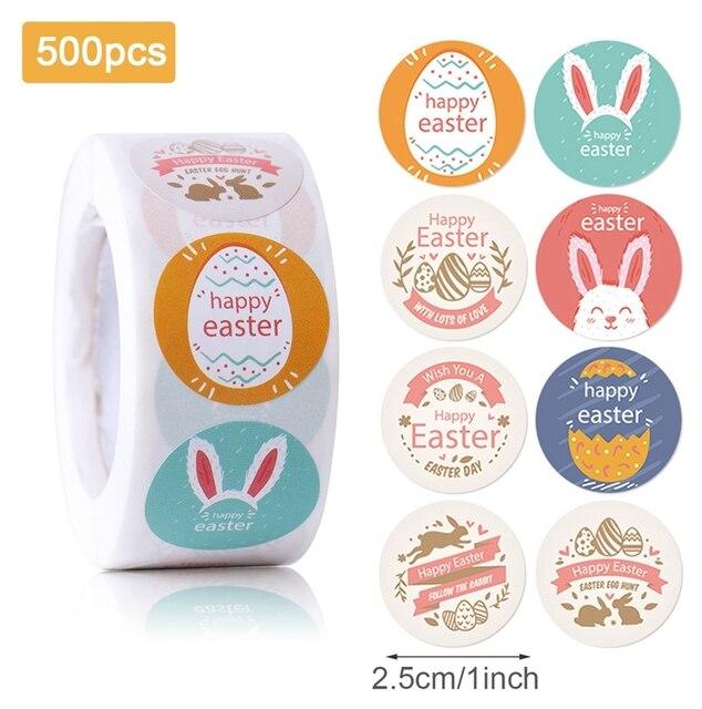 

500 шт. Счастливой Пасхи наклейки кролик пасхальное украшение для дома мультфильм запечатывание наклейки подарочный пакет упаковка декор бирки