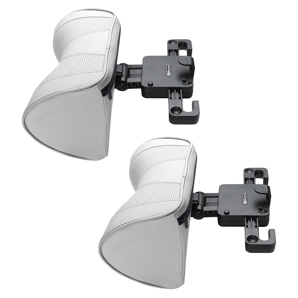 Leder-Auto-Kopfstützen-Nackenkissen, verstellbarer Winkel, Autositz-Kopfstützenkissen mit Haken zur Linderung von Kopfschmerzen, Autokrankheit