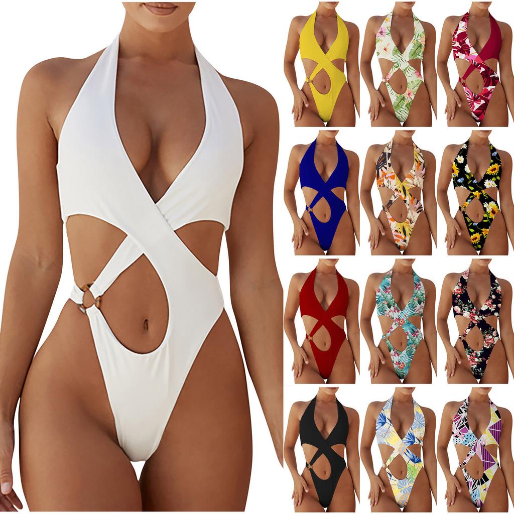 Women's Bikini Swimwear One-Piece Vintage Conservative Sexy Swimsuit Swimming Beachwear