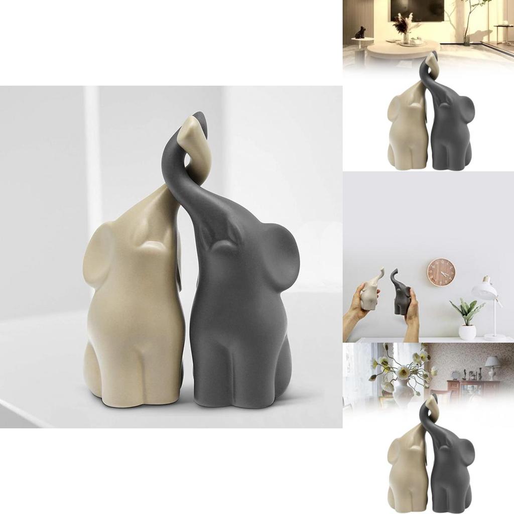 Elephants Handcrafted Ceramic Animal Sculpture With Creative Artistry For Party Decor