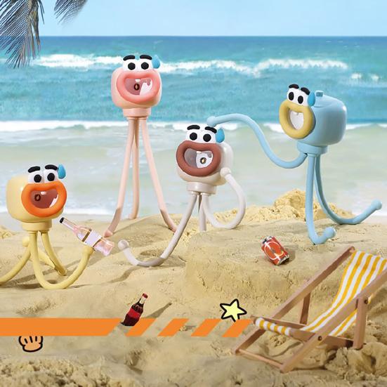 Cartoon Octopus Desk Lamp with Phone Stand Warm Glow Night Light DIY Poseable Decor Unique Funny Gift for Kids Adults