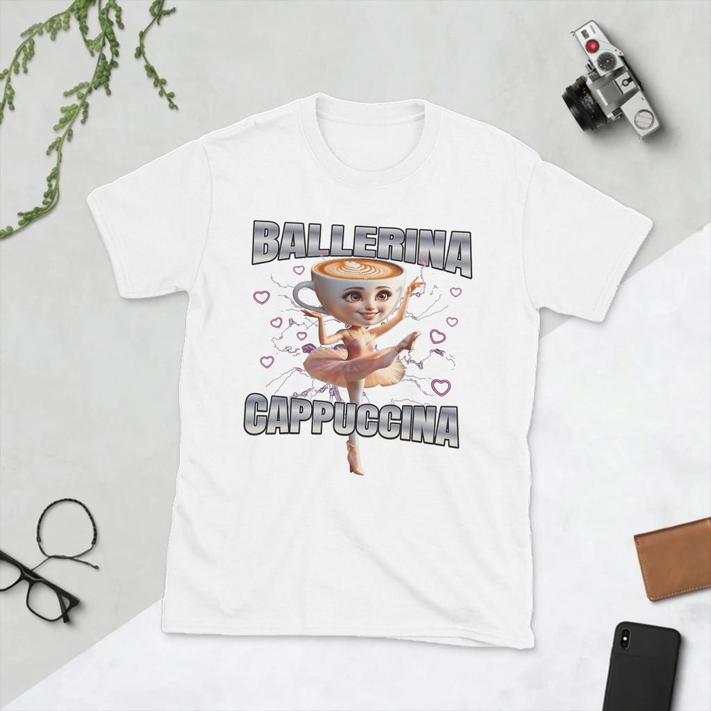 Unisexs Ballerina Puccino Funny Meme Italian Brainrot T Shirt Cotton Clothes Vintage Short Sleeve Crew Neck Tee Shirt TShirts