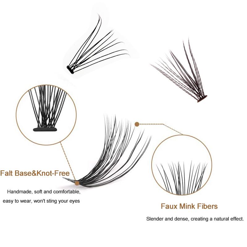 HOLLYLASH 240/640 Clusters 30D-100D False Eyelashes Natural&Thick & Fluffy 8-16mm Mix Length DIY At Home Cluster Eyelash Makeup