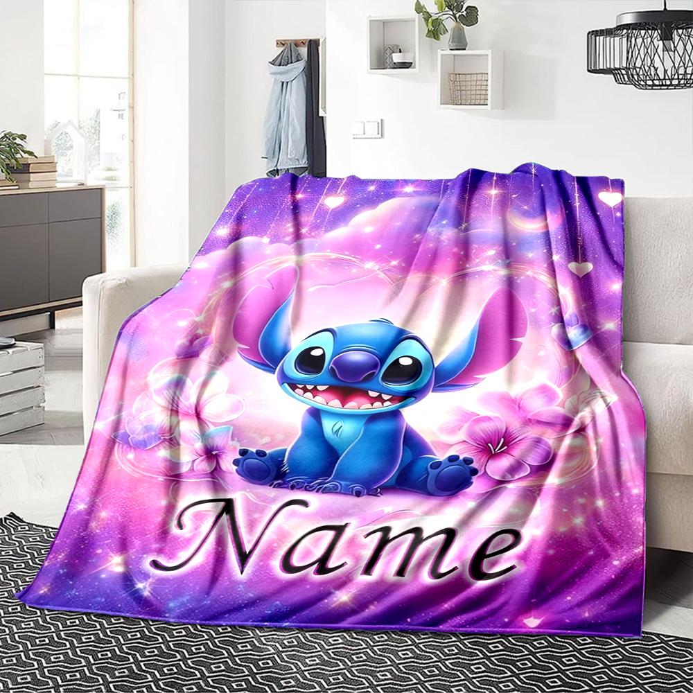 Custom Name Butterflies Stitch's Adventure blanket for Couch & Bed, Plush Cozy Fuzzy Blanket Super Soft & Warm Blankets for Fall and Winter. 0908329
