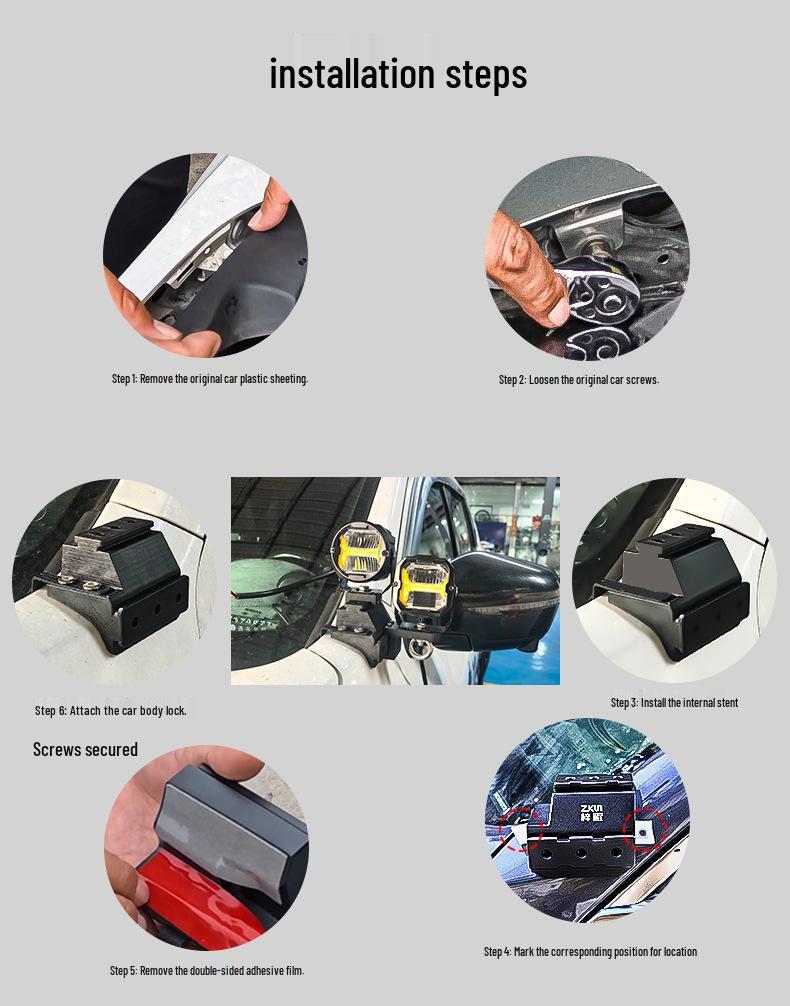 Ruiqi 6 A-Pillar LED Spotlight Quick-Release Mount Bracket