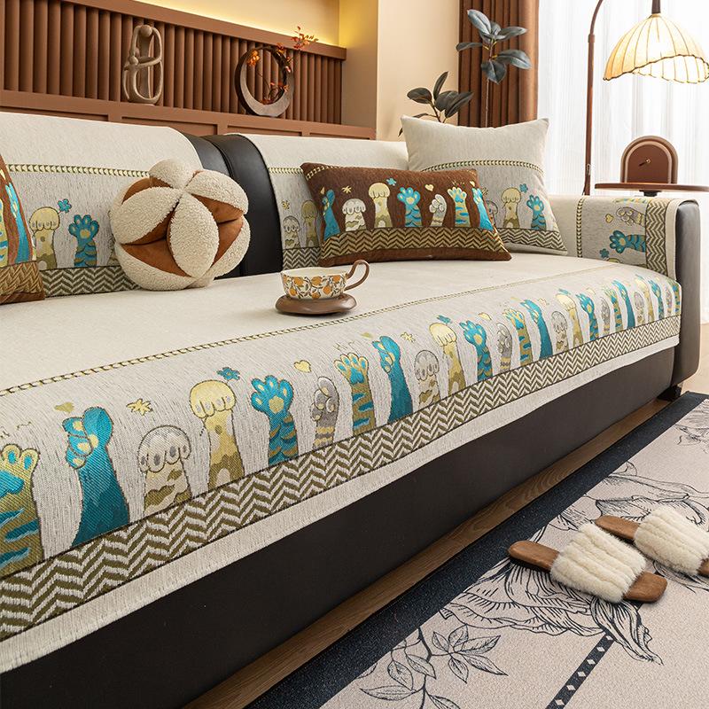 New Sofa Cushion Non-Slip Premium Seat Cushion French Cartoon Universal In All Seasons Simple Modern Sofa Cover Towel