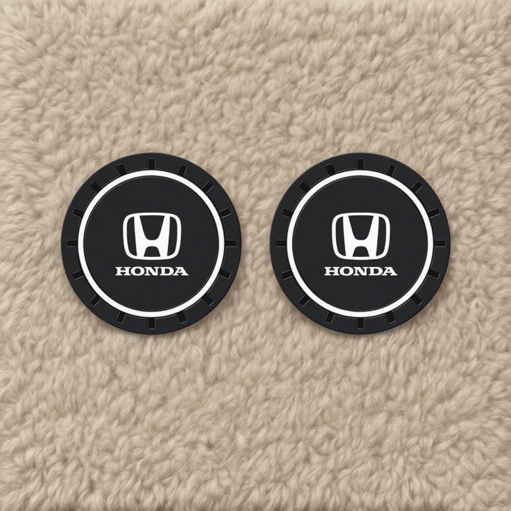 2pcs Silicone Car Coasters Water Cup Slots Non-Slip Mat Drink Pads For Honda Mugen Power Civic Accords CRV Hrv Jazz CBR VTEC VFR
