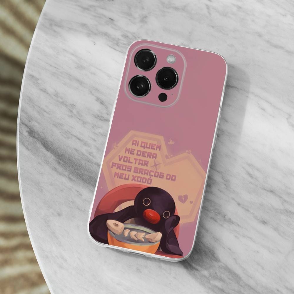 Cute Animal P-Pingu Penguin Case For iPhone Max,13,XR,SE,12,15,Pro,17,Plus,11,14,16,X,XS,Mini Transparent Soft Cover