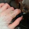 Cold wind zircon pearl opening ring Korean elegant temperament versatile index finger ring light luxury high-end jewelry women