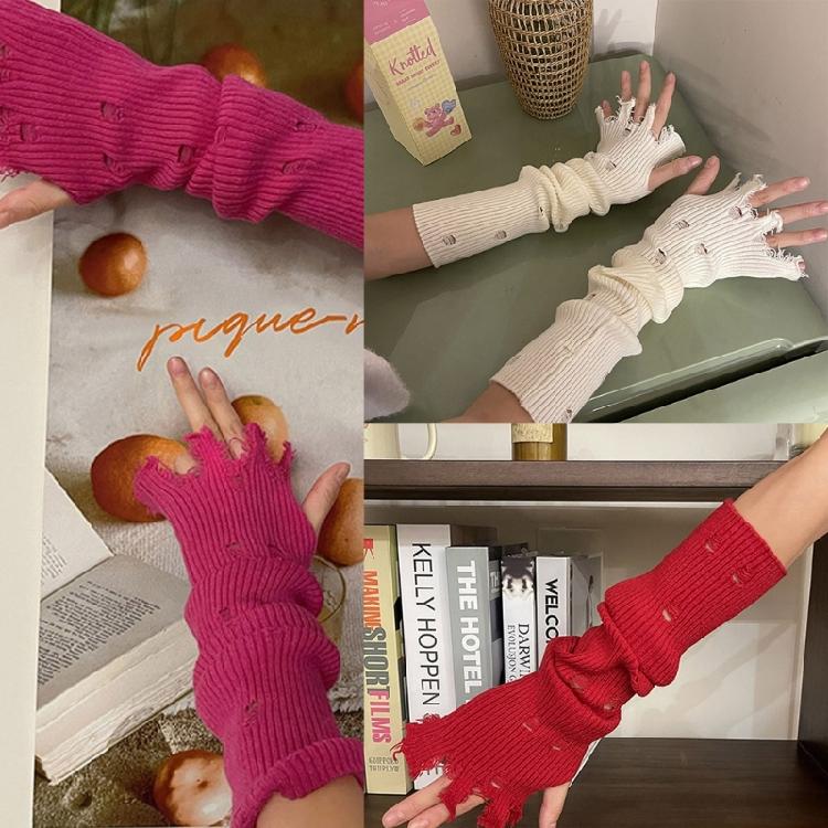 Hollowout Knit Gloves Fashion Women Accessory Fingerless Gloves Y2K Arm Decors