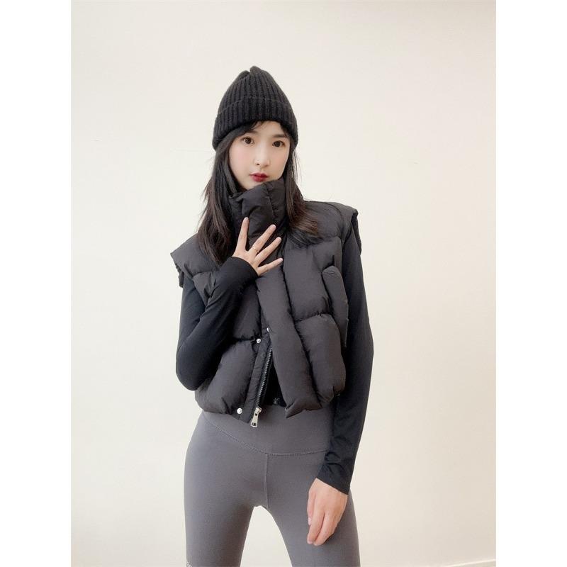 Bavlněná vesta dámská stojáček zahuštěná volná krátká malý voňavý vítr bez rukávů bavlněná vesta kabát vlna