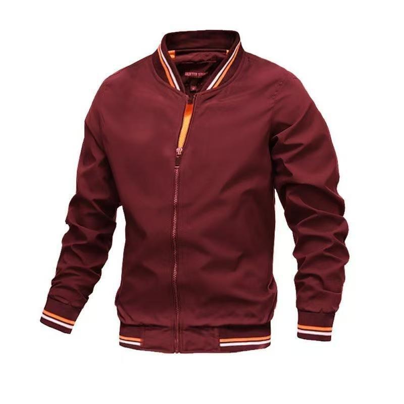 Spring and Autumn Men's Zipper Side Seam Pocket Unhooded Casual Fit Ready-Made Jacket