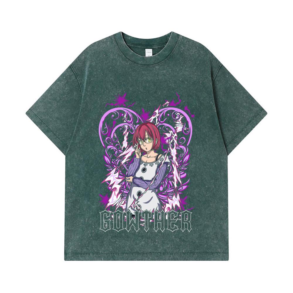 275 GSM Washed T-shirts 100% Cotton Seven Deadly Sins V5 Gowther Print Unisex Heavy Cotton T Shirt