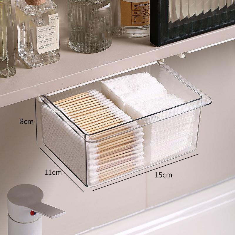 Transparent Bathroom Cotton Stick Makeup Cotton Bathroom Pull-Out Storage Drawer Style Storage Box Under The Mirror Cabinet