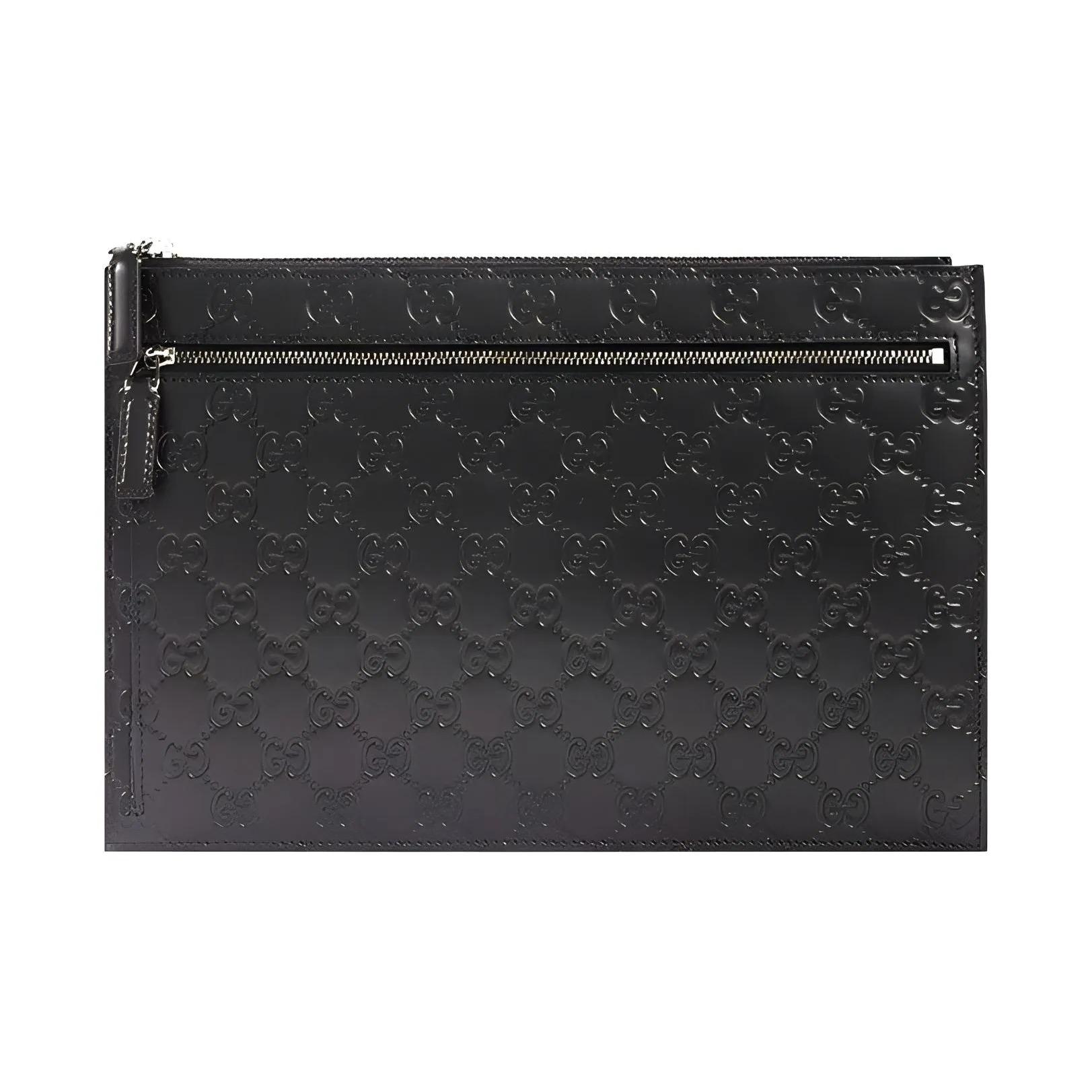 

GUCCI Classic Monogram Embossed Leather Clutch for Men in Black Basic Package (Box + Dust Bag) чорний