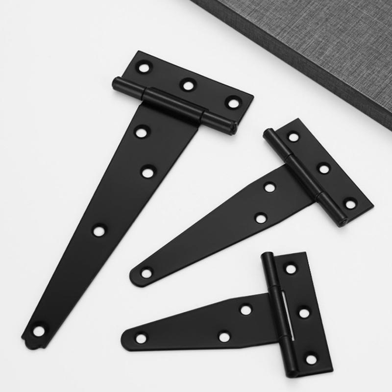 2pcs 3-6 Inches T Shape Iron Hinge Galvanized Door Gate Hardware Hinges Shed Cabinet Barn Room Strap Hinge With Screw