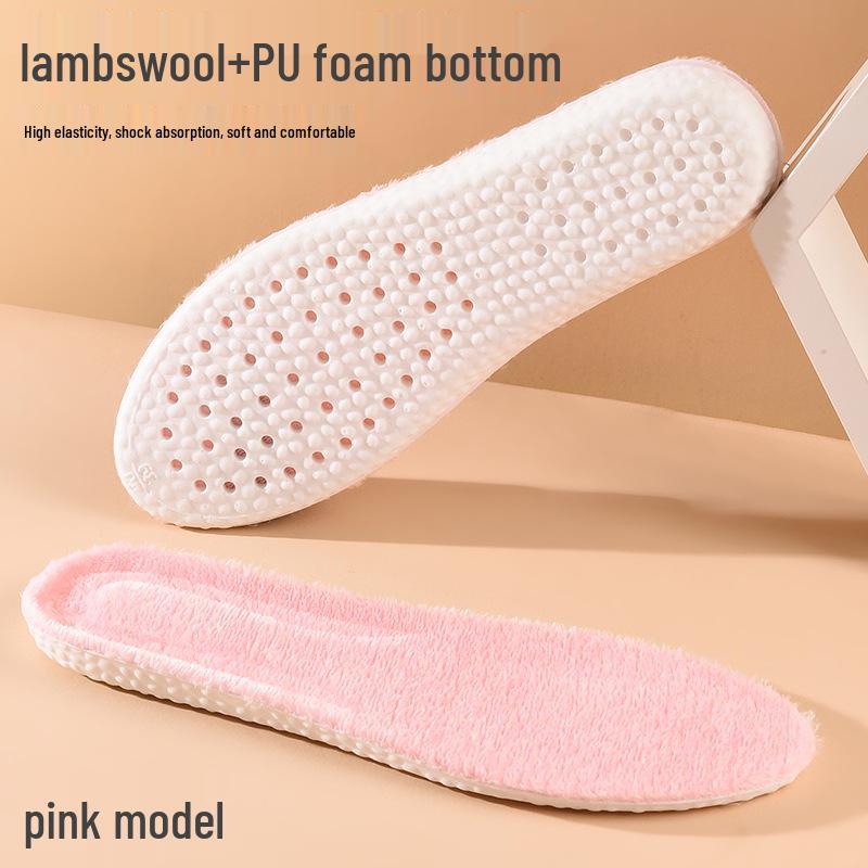 Fleece-Lined Shock-Absorbing Winter Insoles with Massage and Comfort