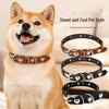 Fashionable Silicone Leather Dog Collar with Metal Heart Decoration - Adjustable Puppy Collar