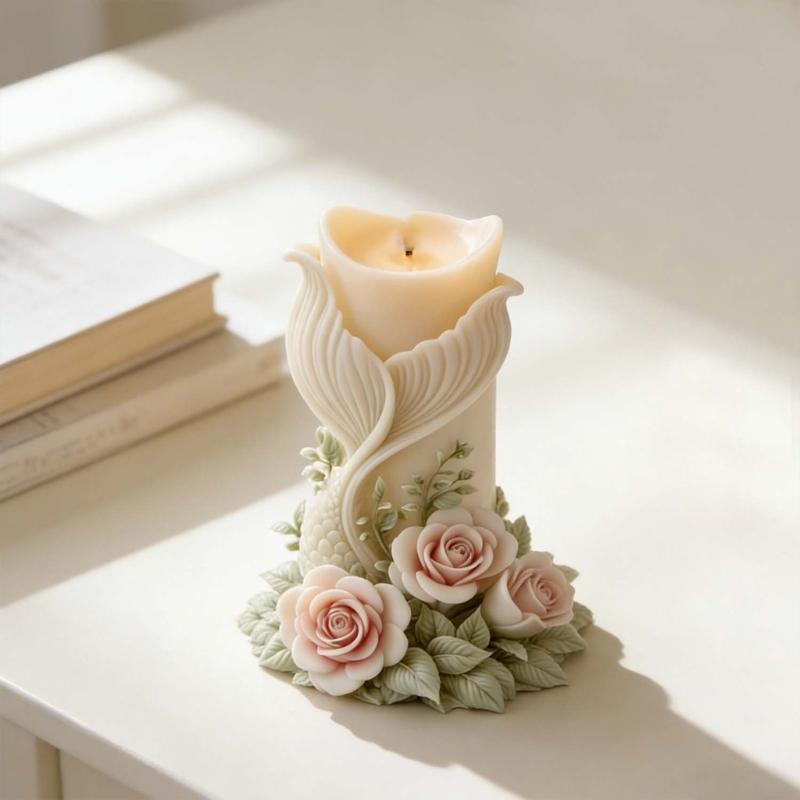 Fish Tail Rose Carving Silicone Molds Cylindrical Silicone Candle Molds For Candle And Soap Chocolate Making Epoxy Resin